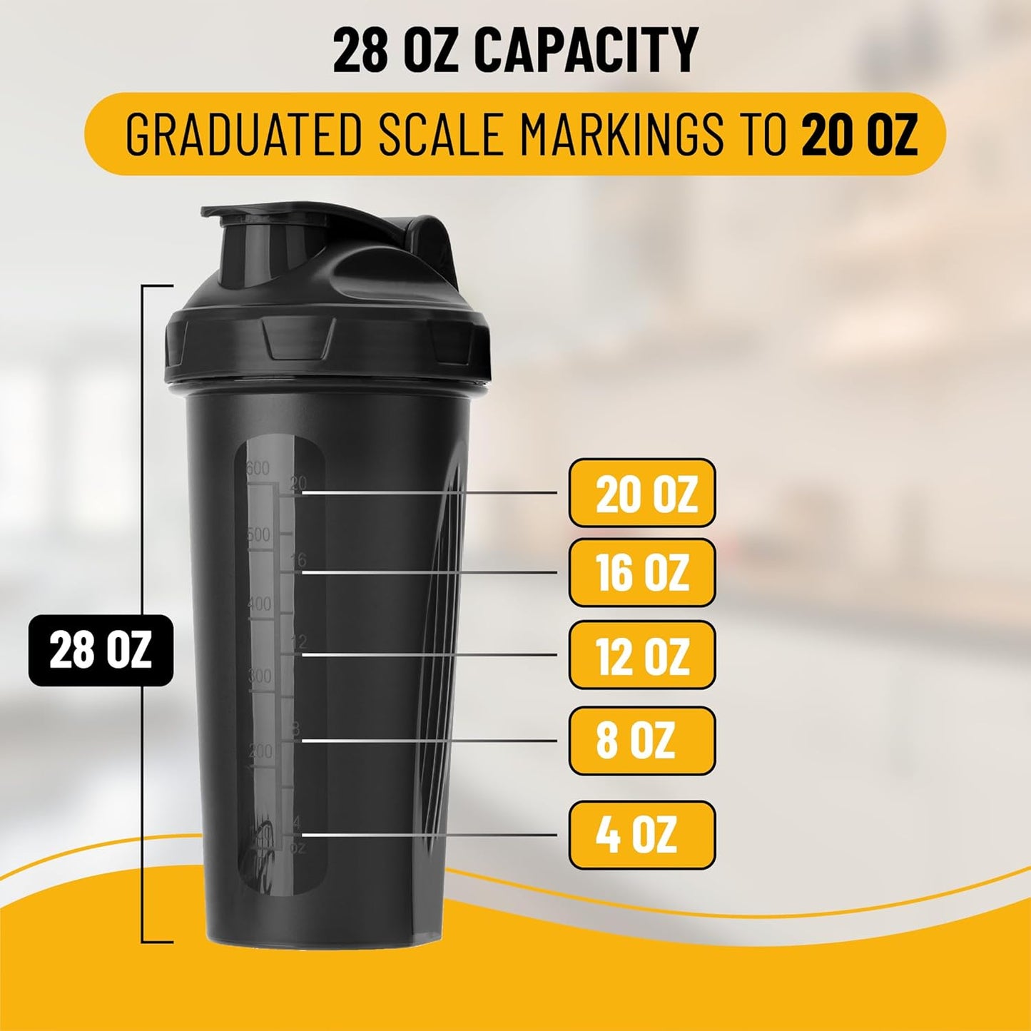 Mr. Pen- Shaker Bottles for Protein Mixes, 28 oz, Leak Proof Shaker Cups with Stainless Steel Wire Whisk Ball for Protein Shakes and Pre Workout