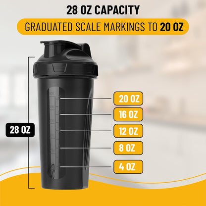Mr. Pen- Shaker Bottles for Protein Mixes, 28 oz, Leak Proof Shaker Cups with Stainless Steel Wire Whisk Ball for Protein Shakes and Pre Workout