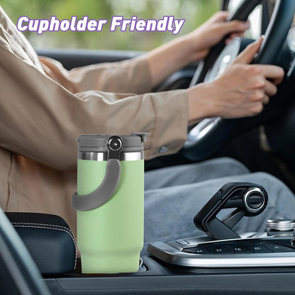 30 oz Tumbler with Handle and Straw Lid, Double Walled Vacuum Insulated Water Bottle Leakproof Tumbler Travel Coffee Mug Thermal Cup, Cupholder Friendly for Office, Home, Sport, Pink