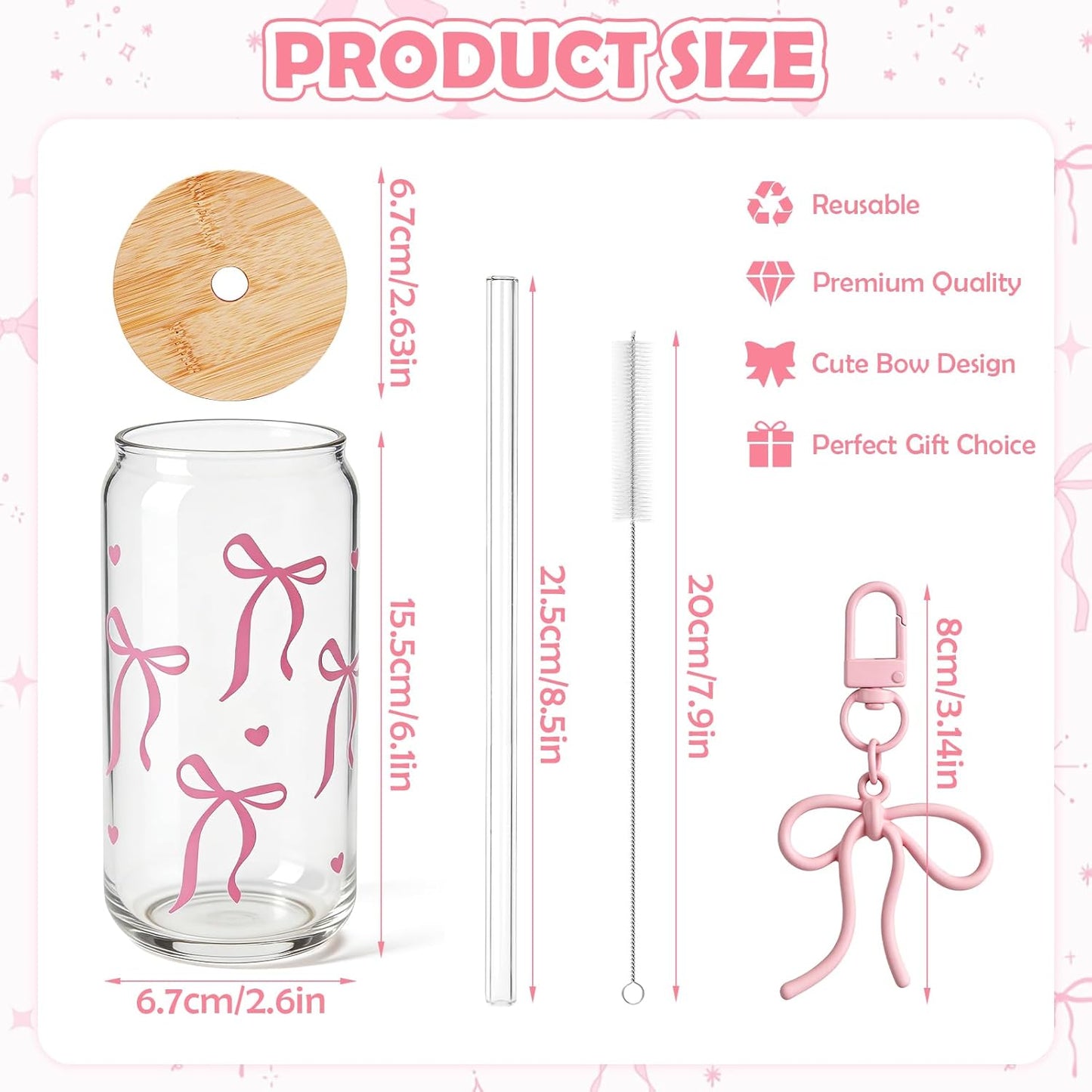 Mason Life Matcha Cup, 18 OZ Cute Glass with Lid and Straw, Matcha Drinking Cup Beer Can Glass for Valentines Day Gift Iced Coffee Smoothie Cocktail Milk Mother's Gifts