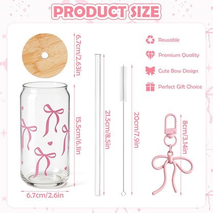 Mason Life Matcha Cup, 18 OZ Cute Glass with Lid and Straw, Matcha Drinking Cup Beer Can Glass for Valentines Day Gift Iced Coffee Smoothie Cocktail Milk Mother's Gifts