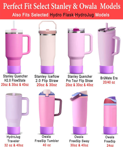 KTKUDY 2Pcs Silicone Boot for Stanley Quencher Tumbler 30 oz 40 oz & IceFlow 20 oz 30 oz & Fit Owala Freesip Water Bottle & Fit Hydro Flask & More - Cup Bottom Accessories Fit Stanley Cup