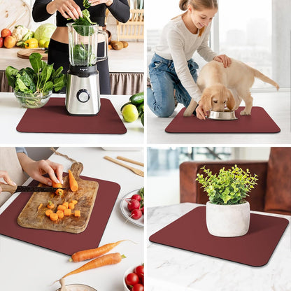 WISELIFE Dish Drying Mat Super Absorbent Drying Mat Large Dish Drying Mats for Kitchen Counter Easy Clean Dish Mat Kitchen Drying Mat15"x 18" Stylish Grey