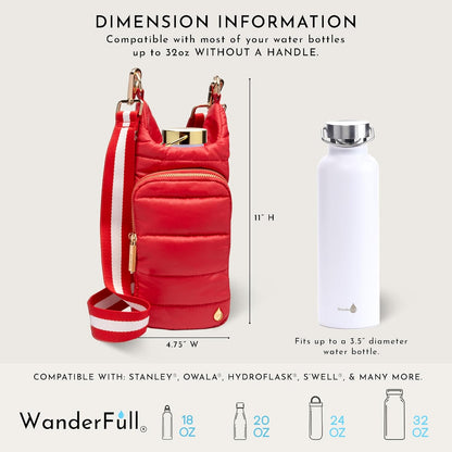 WanderFull Original HydroBag Fits Up to 32 oz Water Bottle Holder with Strap – Hands-Free Crossbody Water Bottle Carrier Bag with Phone Pocket - Colors B