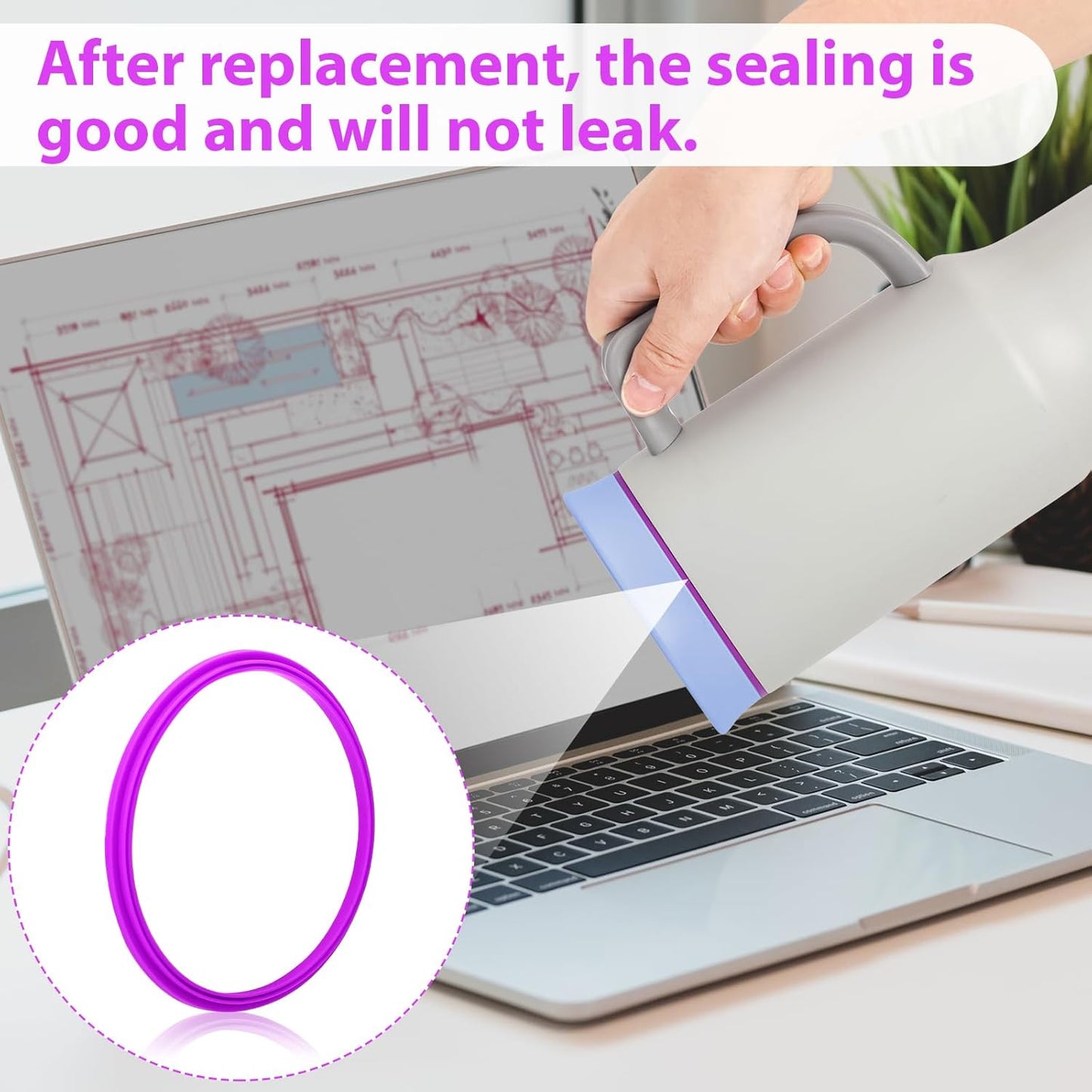 6pcs Gasket Replacement for Owala 40oz Tumbler, Rubber Lid Seal Ring Water Bottle Accessories Replacement Part Compatible with Owala 40oz Stainless Steel Cup (Pink)