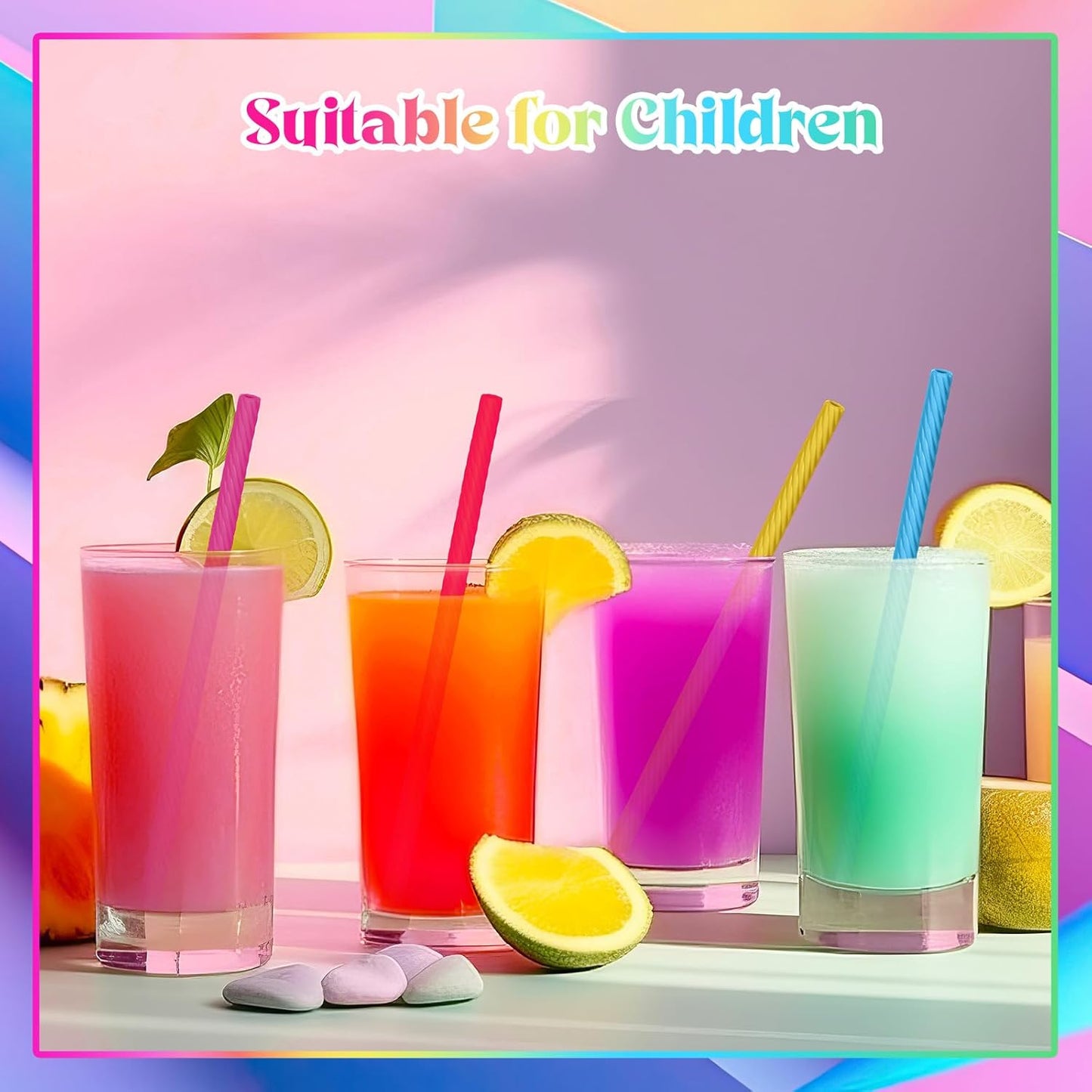 Meanplan 8 Set Cruise Ship Essentials,Silicone Straws with Case Reusable Foldable Portable Drinking Straw for Party Travel Cold or Hot with Carry Case and Cleaning Brushes (Rainbow Colors)