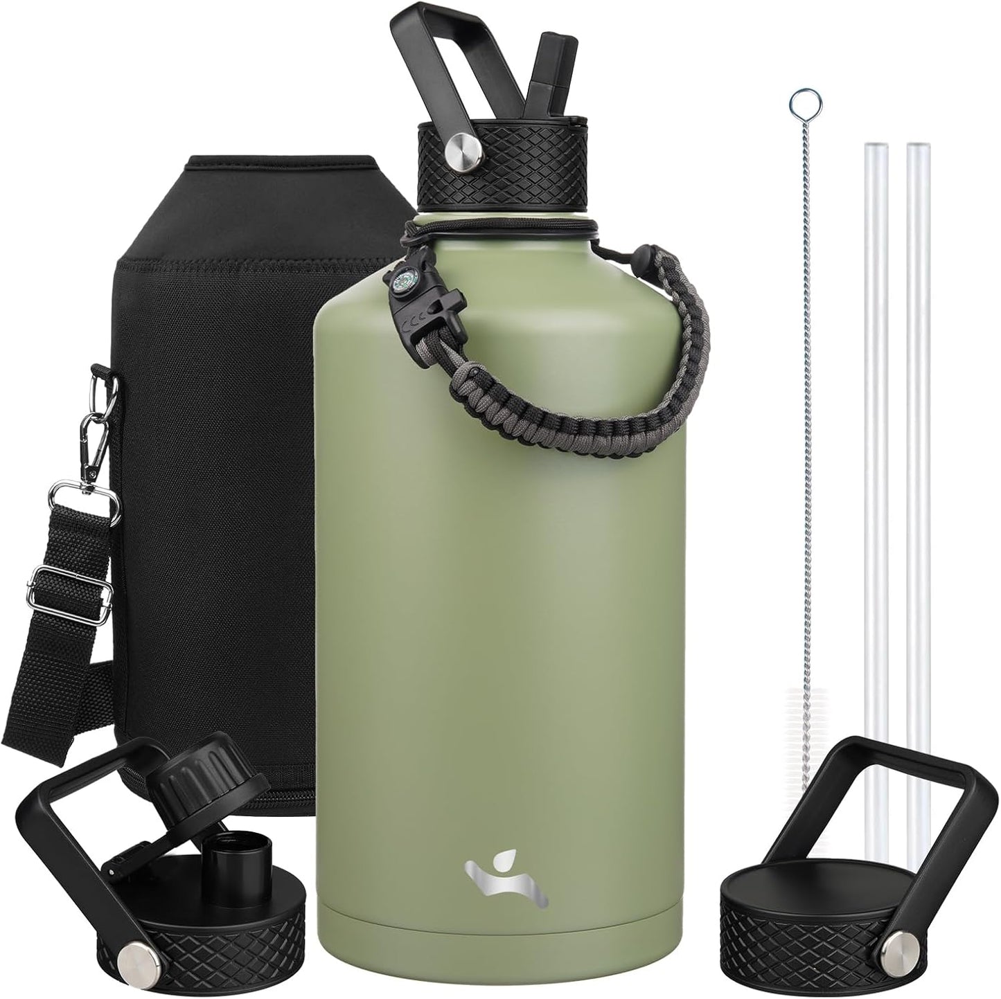 Konokyo 22oz Stainless Steel Bottles with 3 Lids Sport Insulated Water Bottle,Mint