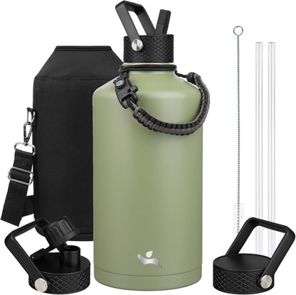 Konokyo 22oz Stainless Steel Bottles with 3 Lids Sport Insulated Water Bottle,Mint