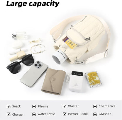 Rueesh Water Bottle Holder Bag with Adjustable Strap, Insulated Bottle Carrier Bag RFID Crossbody Sling Bag for Gym Walking