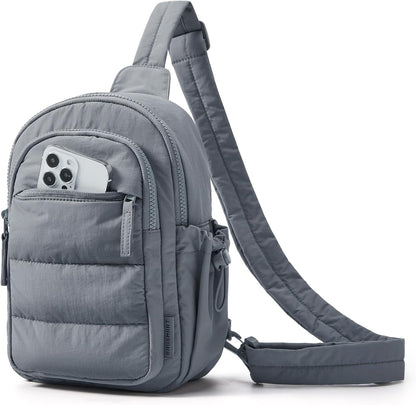 BAGSMART Small Sling Bag for Women, Puffer Crossbody Bag Purses Hobo Handbag Fanny Packs for Travel Hiking
