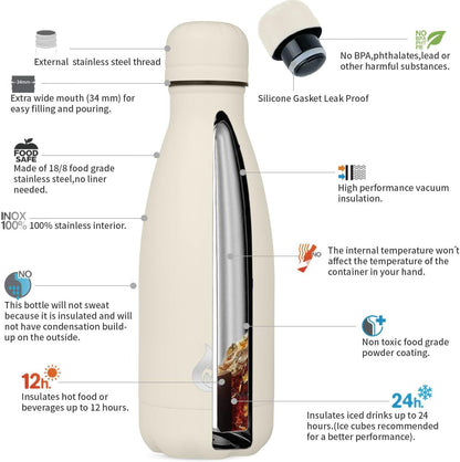 BJPKPK Insulated Water Bottle 12oz Small Stainless Steel Water Bottles Reusable Metal Thermal Keep Cold and Hot,Dreamy Purple - Colors B