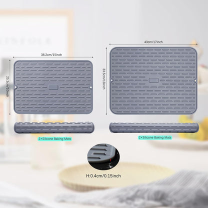 To encounter Silicone Dish Drying Mat -Small 17.5" x 8" - Set of 2 Flexible Stemware Drying Mat, Heat Resistant Silicone Trivet, Countertop Mat, Dish Draining Mat, Sink Mat