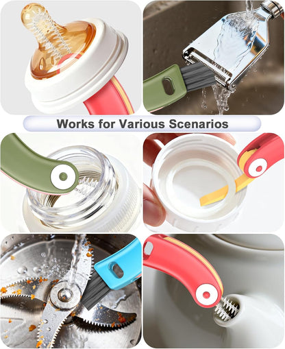 3 in 1 Cup Lid Cleaning Brush 3 PCS - Multifunctional Cleaning Brush Set for Tight Spaces, Bottle Gaps & Travel Mugs | Portable Durable Cup Lid Cleaner Tools (Multicolor)