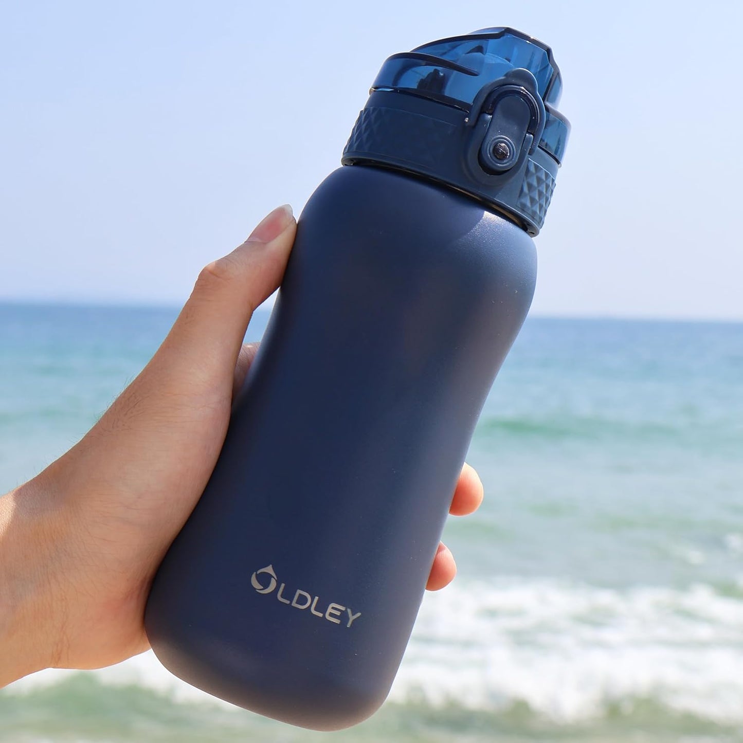 Oldley Insulated Water Bottle 20oz for Adults Kids Stainless Steel Water Bottles with Straw/Chug/Carabiner 3 Lids Fruit Strainer Double Wall Vacuum Wide Mouth BPA Free Leak-Proof for School Travel