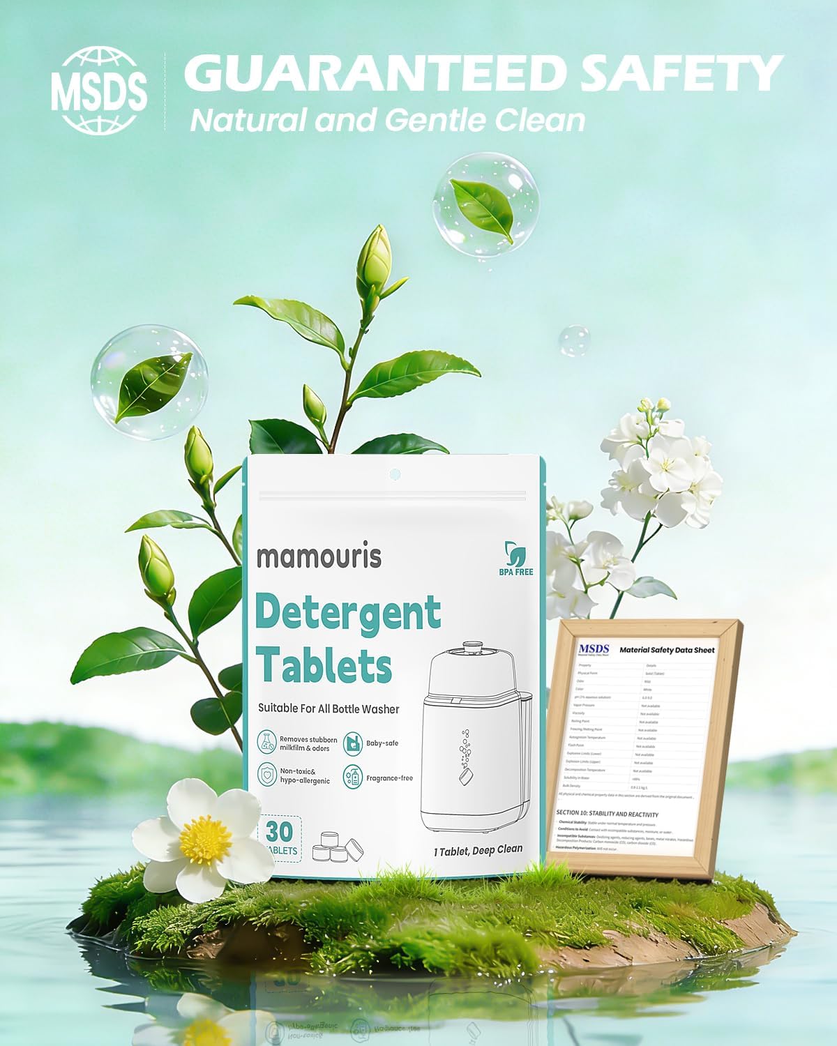 150PCS Official Detergent Cleaning Tablets: for Baby Brezza Grownsy Papablic Momfann Bottle Washer - Baby Bottle Washer Tablets for All Brands Bottles Washers Machines
