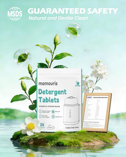 150PCS Official Detergent Cleaning Tablets: for Baby Brezza Grownsy Papablic Momfann Bottle Washer - Baby Bottle Washer Tablets for All Brands Bottles Washers Machines