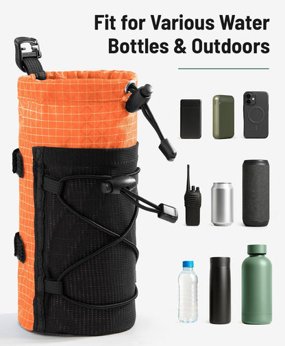 Large Water Bottle Holder Pouch Bag, Backpack Water Bottle Holder Mesh Bag Carrier Fits for 10-32oz Bottles, Heavy-Duty Water Bottles Holder Accessories for Hiking, Sports, Travel, Outdoor