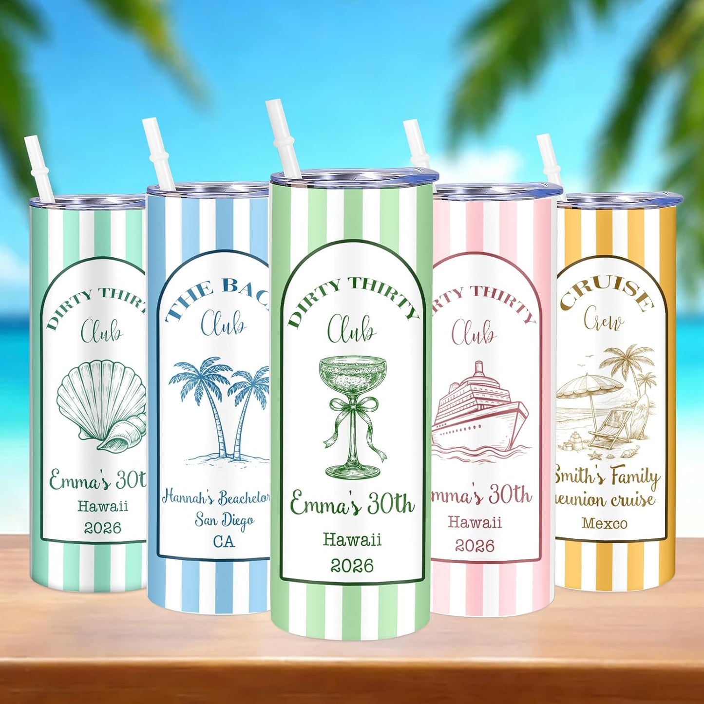 Girl Trip Gifts for Women, Personalized Girls Trip Tumblers with Name Text, Custom Beach Tumbler, Road Trips Vacation Cruise Cup with Lid and Straw, Bachelorette Party Girl Weekend Gift For Friend