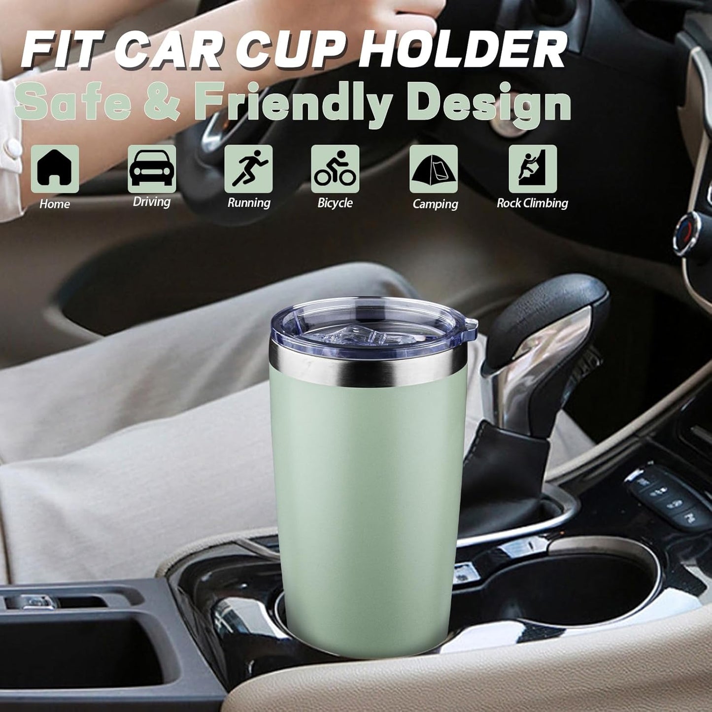 20 oz Tumbler with Lids and Straws, Stainless Steel Insulated Coffee Tumbler, Double Wall Vacuum Insulated Travel Mug Cup, Leakproof Thermal Coffee Cup for Hot and Cold Drinks (azure blue)