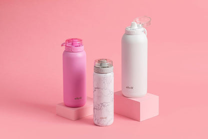 Ello Cooper 22oz Stainless Steel Water Bottle with Straw and Carry Handle, Double Walled and Vacuum Insulated Metal, Leak Proof Locking Lid with Soft Silicone Spout, Reusable, BPA Free, Lilac