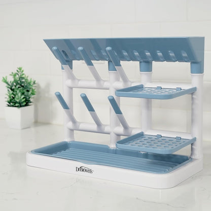 Dr. Brown's Baby Bottle Drying Tower, Stand-Up Countertop Drying Rack with Organized Storage for Baby Essentials, Space Saving Vertical Rack, Black/White