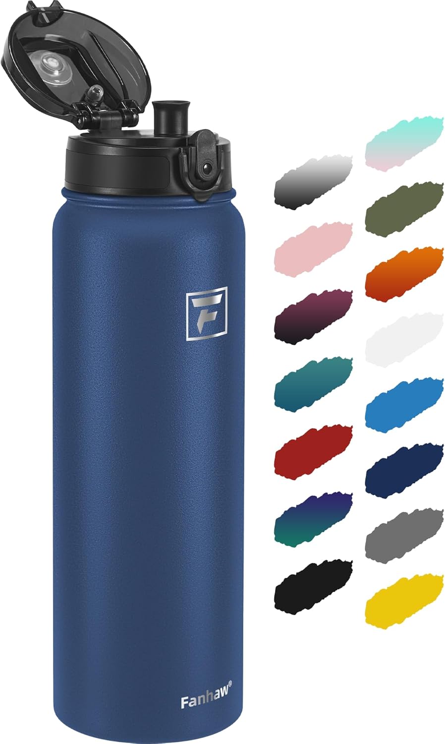 Fanhaw 20 oz Insulated Stainless Steel Water Bottle with Anti-Dust Chug Lid, Leakproof Vacuum Metal Everyday Use Bottle for Kids, Teens & Adults, Back to School Essentials (Green Blue)