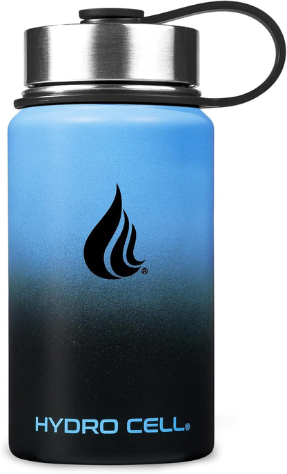HYDRO CELL Stainless Steel Insulated Water Bottle with Straw - For Cold & Hot Drinks - Metal Vacuum Flask with Screw Cap and Modern Leakproof Sport Thermos for Adults (Neon 18oz)