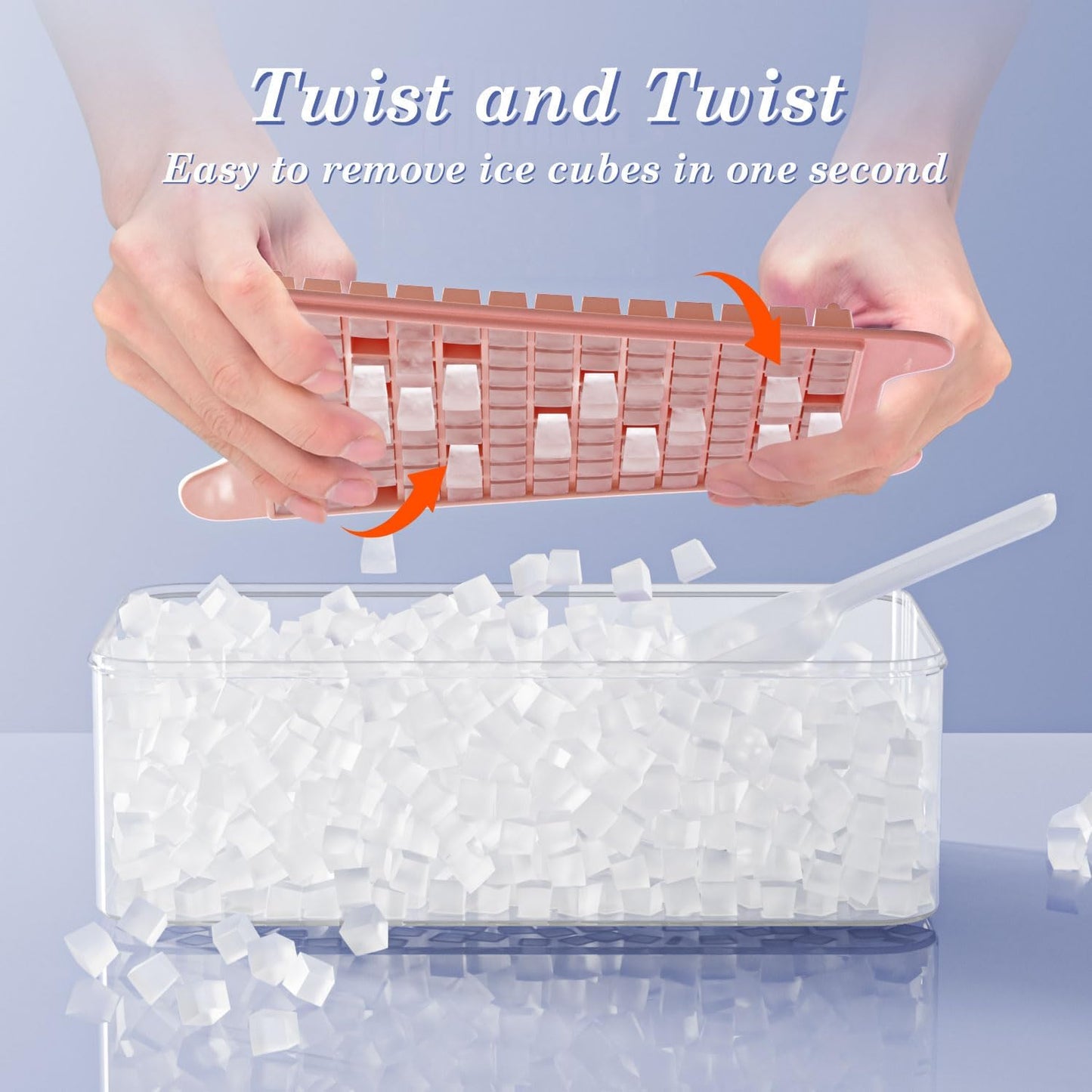 Mini Ice Cube Tray for Freezer: GGUW Nugget Ice Cube Tray with Bin - Crushed Ice Tray Making 4×117 PCS Icecube - Easy Release Iced Maker Trays