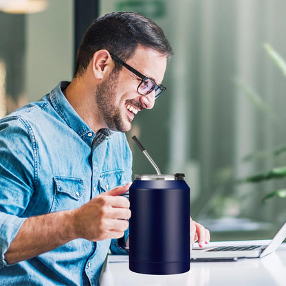 50 oz Insulated Tumbler with Handle and Straw - Stainless Steel Double Wall Coffee Mug, 2-in-1 Lid Metal Water Bottle, 36H Cold 24H Hot Travel Hydro Cup Jug with Silicone Boot