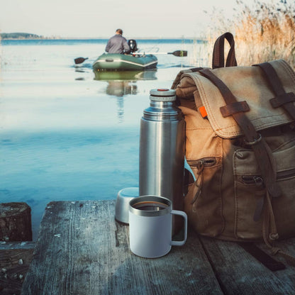 12oz Insulated Coffee Mug Cup with Handle, Stainless Steel Travel Coffee Mug with Flip Lid, Double Wall Vacuum Coffee Tumbler, Navy