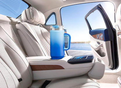 Meoky 32 oz Tumbler with Handle, Insulated Tumbler with Lid and Straw, Stainless Steel Travel Mug, Keeps Cold for 24 Hours, 100% Leak Proof, Fits in Car Cup Holder (Night)
