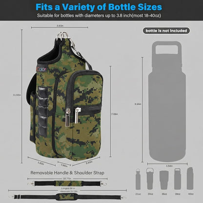 icolor Magnetic Gym Bag Water Bottle Carrier Holder with Phone Pockets & Shoulder Strap,Gym Magnetic Bag 5 Built-in Magnets Gym Accessories Organizer Sling Bottle Bag Pouch Sleeve