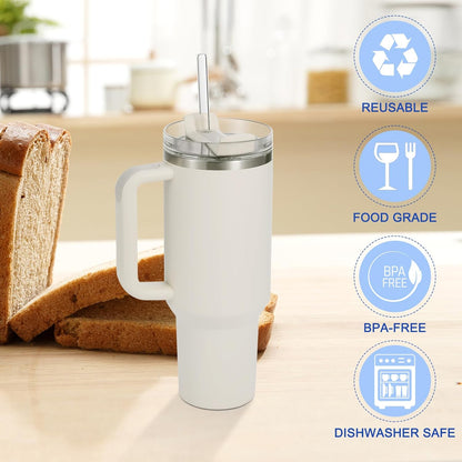 [12 Pcs] Replacement Glass Straws for Stanley - Compatible with Stanley 40 oz 30 oz Cup Tumbler,12" x 10mm Reusable Clear Glass Straw with 2 Cleaning Brush for Cup Accessories