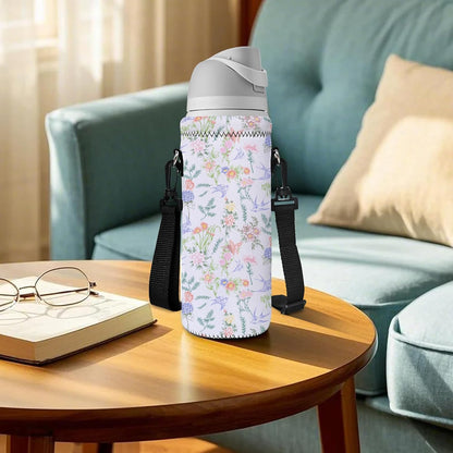 RICHEN Neoprene Water Bottle Carrier Bag with Adjustable Shoulder Strap,Insulated Water Bottle Cover for Stainless Steel/Glass/Plastic Bottles