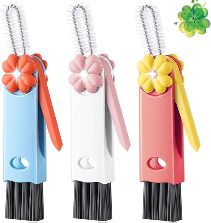 4 in 1 Cup Lid Cleaning Brush - Multifunctional Water Bottle Crevice Cleaning Brush, Portable Cup Lid Brush, Home Kitchen Crevice Brush Tools for Tiny Cup Lid Detail, Bottle Tight Spaces Cup (3 PCS)