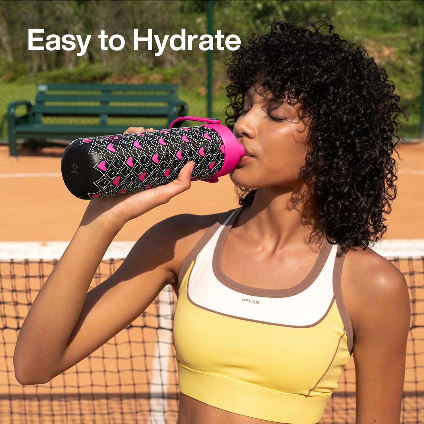 ENCOOL Insulated Water Bottle with Straw Stainless Steel Water Bottle, Leak-Proof, BPA-Free, Double Wall Vacuum Keeps Cold for 24 Hours for Sports, Travel, School (26 oz, Cotton Candy) - Colors B