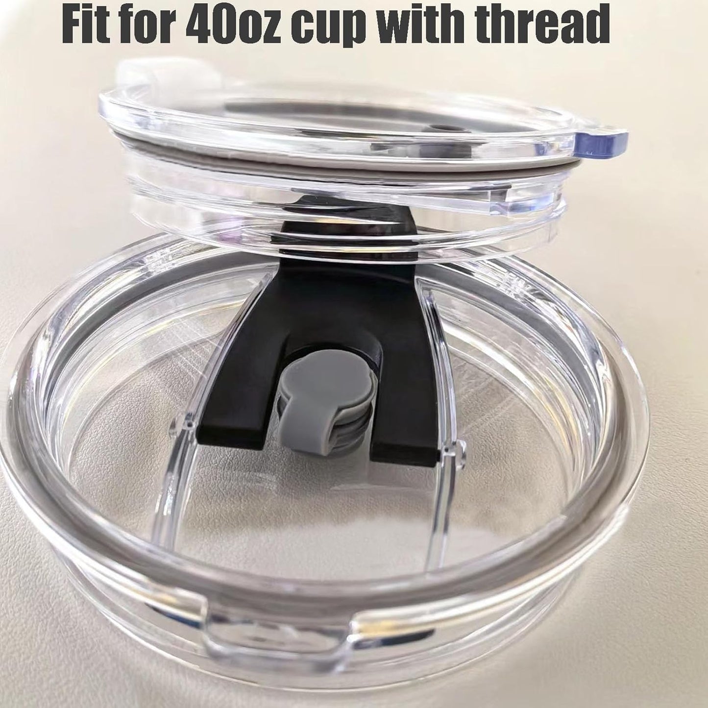 40 OZ Tumbler Lid Compatible for Stanley Cup,Replacement Lids Fit for Stanley Adventure Quencher,for Quencher H2.0 FlowState 40oz Cup, 100% Leakproof and Splash-Proof (Black)