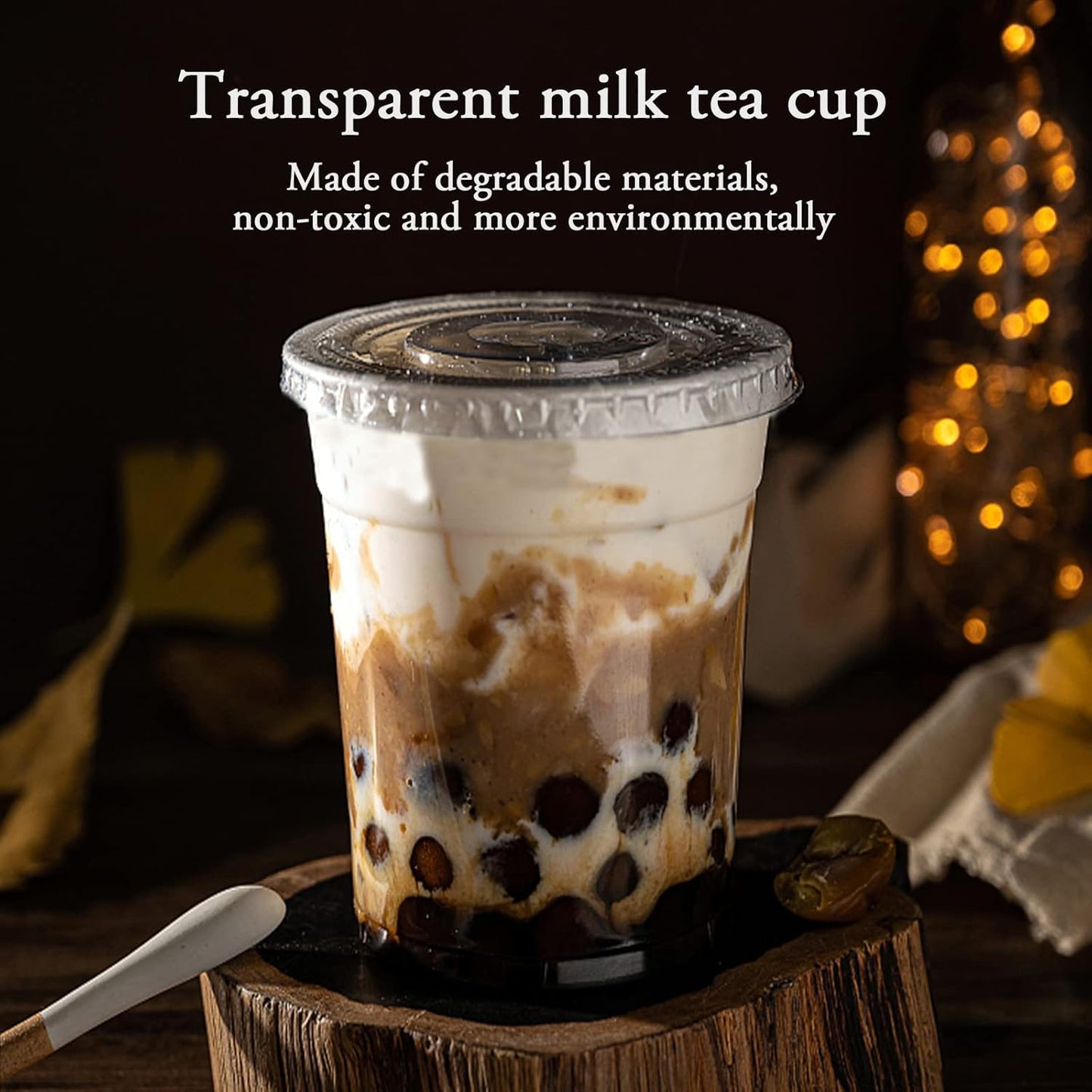 50 Sets Clear Plastic Cups With Flat Lids,16oz Disposable Iced Coffee Cups with Straws and Stickers,Plastic Cups for Iced Coffee,Cold Drinks,Juice, Bubble Boba Tea,Smoothie, Milkshake