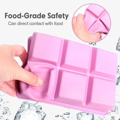 Excnorm Silicone Ice Cube Trays 3 Pack - Large Size Silicone Ice Cube Molds with Leak Proof Removable Lid Square Ice Cube Tray And BPA Free for Cocktail,Whiskey, Stackable Flexible Ice