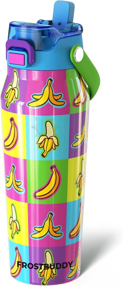 Frost Buddy 24oz Insulated Water Bottle with Straw & Chug Lid | Leak-Proof Stainless Steel | 24-Hours Cold | Sweat-Proof, Cup Holder Friendly | Ideal for Gym, Travel, Sports & Everyday Hydration - Colors B