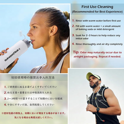 TRIWONDER Handheld Water Bottle for Running, Quick Grip Chill 17 oz Handheld Soft Water Bottle with Hand Strap Hydration Pack, BPA Sport Soft Flask (Blue)