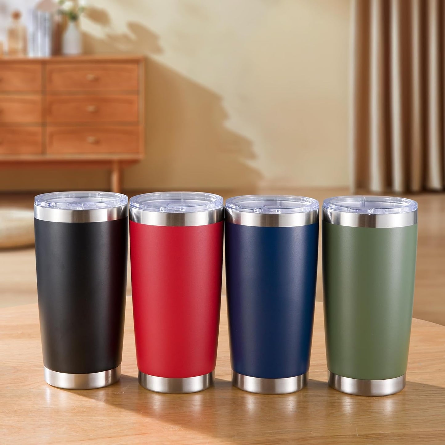 20 oz Tumblers Bulk Stainless Steel Tumbler with Lid Double Wall Vacuum Insulated Coffee Mug 20oz Powder Coated Cup for Hot and Cold Drinks, Stainless, 6 pack