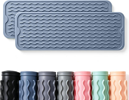 2 Pack Caketime Silicone Dish Drying Mat for Kitchen Counter Heat Resistant Under Sink Waterproof Coffee Bar Accessories Dining Rack Stone Utensil Holder Countertop Decor Must Haves 2026