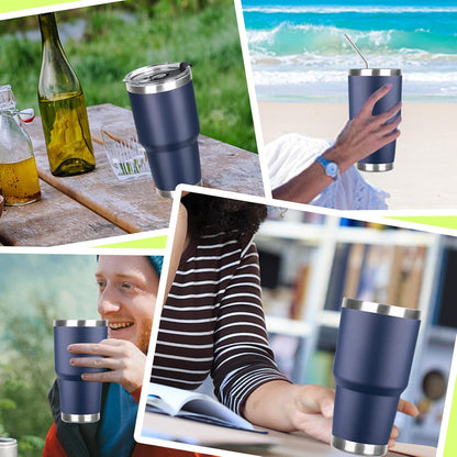 20oz Tumbler with Lid and Straw Double Wall Powder Coated Vacuum Insulated Coffee Tumbler Stainless Steel Insulated Travel Coffee Mug Spill-Proof Thermal Cup for Hot and Cold Beverage,Black