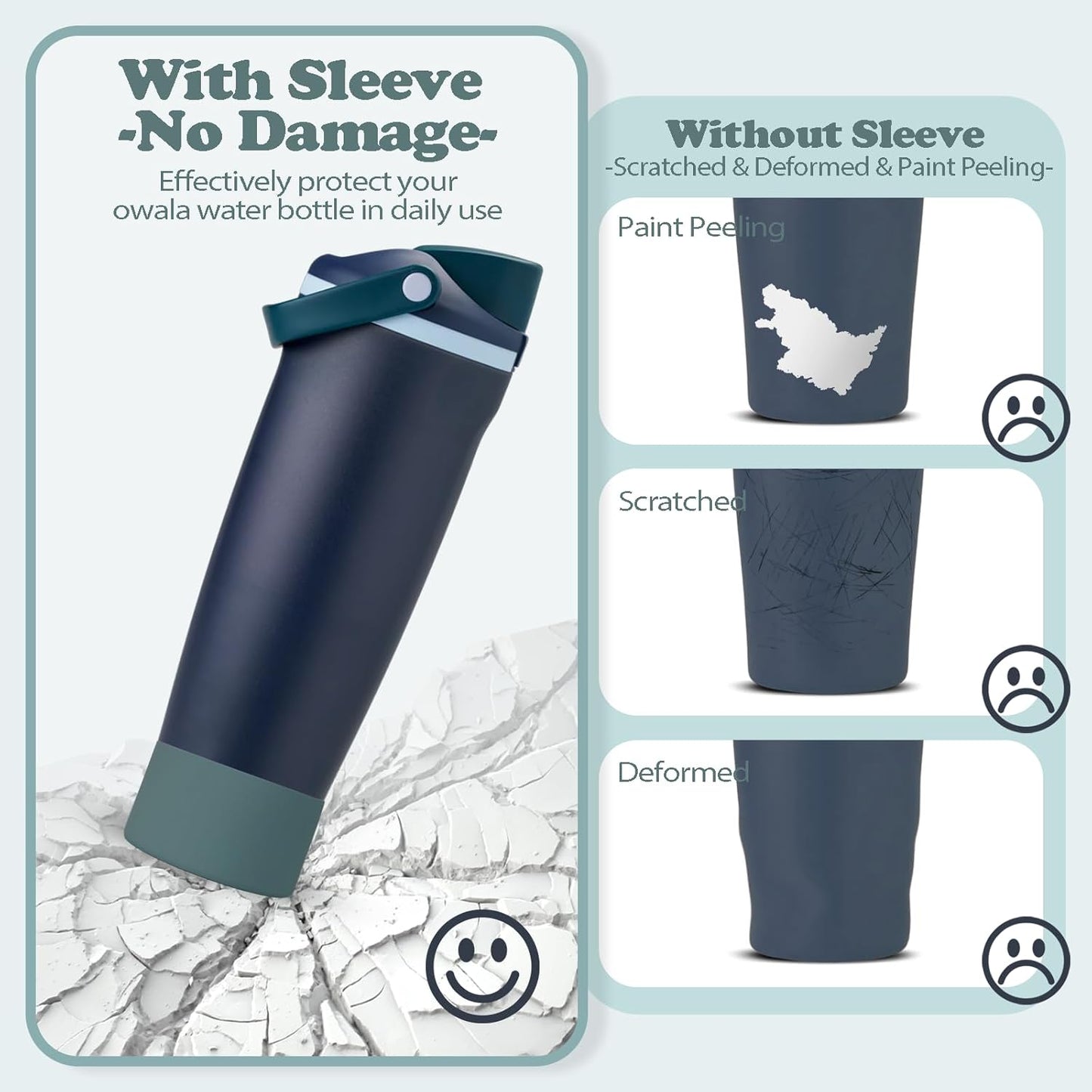 2PCS Silicone Boots for Owala 30oz & 40oz FreeSip Sway Bottles & Tumblers – Non-Slip, Scratch-Resistant, Stability Enhancer for Owala Accessories (Eucalyptus Green) - Colors B