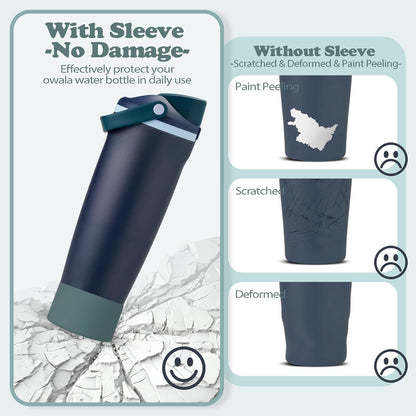 2PCS Silicone Boots for Owala 30oz & 40oz FreeSip Sway Bottles & Tumblers – Non-Slip, Scratch-Resistant, Stability Enhancer for Owala Accessories (Eucalyptus Green) - Colors B