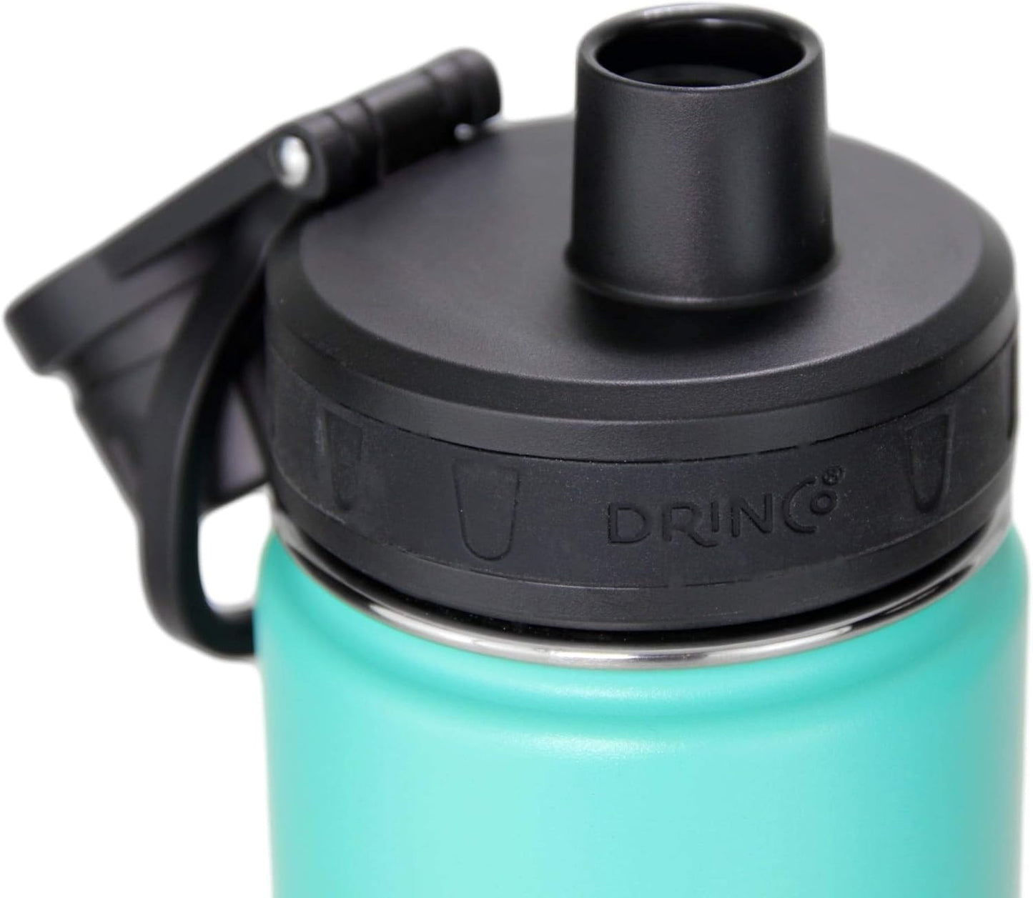 Drinco Stainless Steel Water Bottle Spout Lid Vacuum Insulated Double Wall Water Bottle Wide Mouth (40oz 32oz 22oz 18oz 14oz) Leak Proof Keep Cold Sport Camping Hiking (22 oz, 22oz Black)