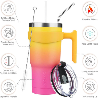 BJPKPK Tumbler With Handle And Straw Lid 40 oz Stainless Steel Insulated Coffee Tumbler Cups For Home, Office or Car,Turquoise