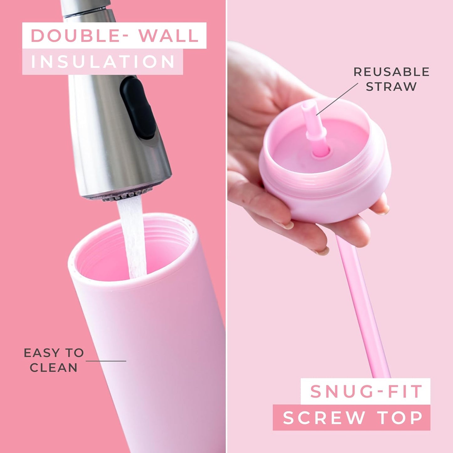STRATA CUPS Perwinkle Skinny Tumblers with Lids and Straws (4 pack), 16oz Matte Pastel Colored Acrylic Tumblers with Lids and Straws, Double Wall Skinny Tumbler Bulk, Reusable Cup with Straw Cleaner