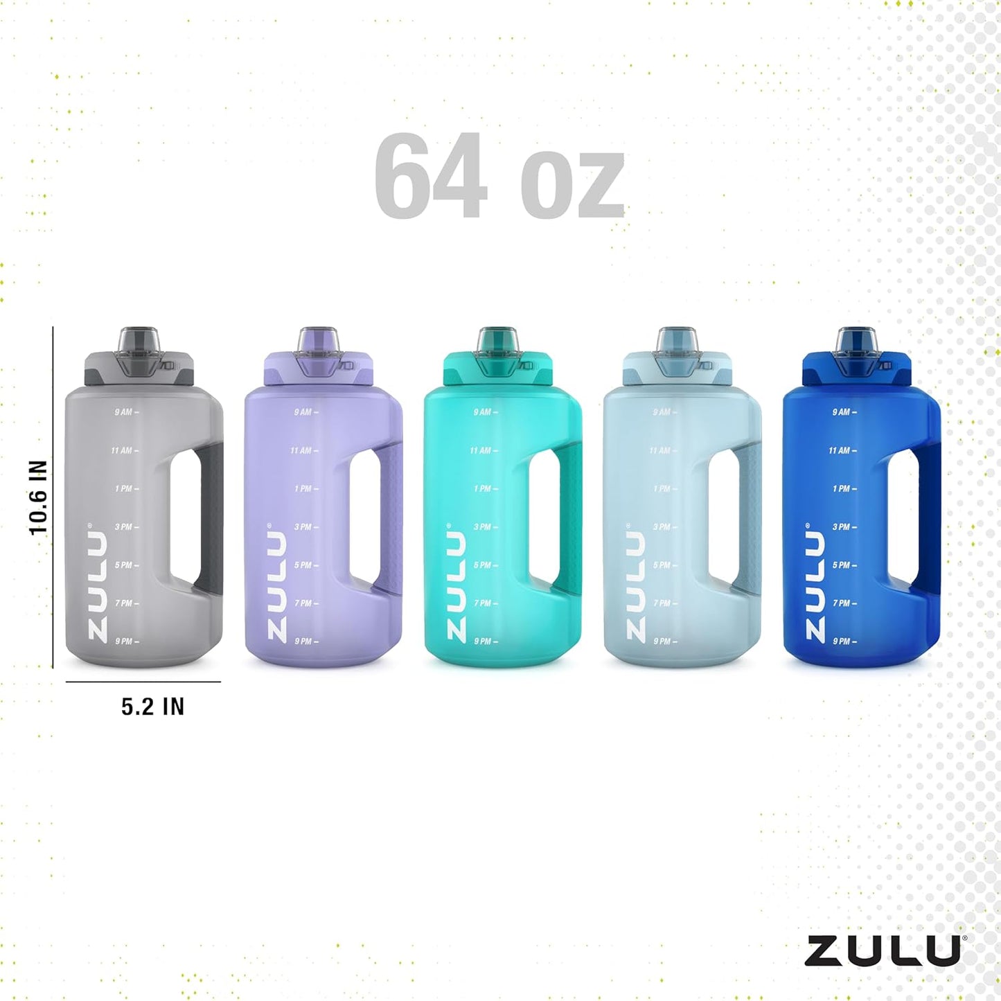 ZULU Goals 64oz Half Gallon Plastic Water Bottle with Straw and Time Marker | Large Reusable Jug with Handle and Leak Proof Lid for All Day Hydration, Gym and Outdoors, Gift Ready, Violet